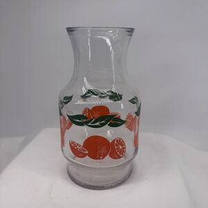 Vintage Anchor Hocking‎ Glass Pitcher Orange Fruit Juice Water Beverage Carafe